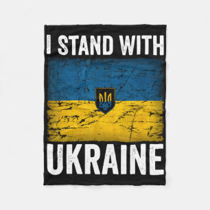I Stand With Ukraine Support Ukraine Ukrainian Fla Fleece Blanket