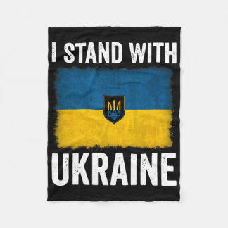 I Stand With Ukraine Support Ukraine Ukrainian Fla Fleece Blanket