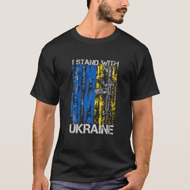 I Stand With Ukraine Support Ukraine Ukrainian Fla T-Shirt (Front)