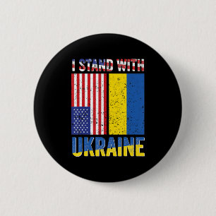 I Stand With Ukraine Support Ukrainian American US 6 Cm Round Badge