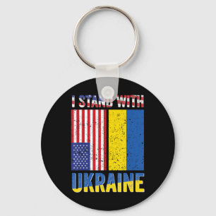 I Stand With Ukraine Support Ukrainian American US Key Ring