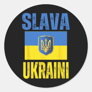 I Stand With Ukraine Support Ukrainian Flag Slava Classic Round Sticker