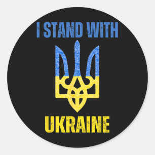 I Stand With Ukraine Support Ukrainian Flag Slava Classic Round Sticker