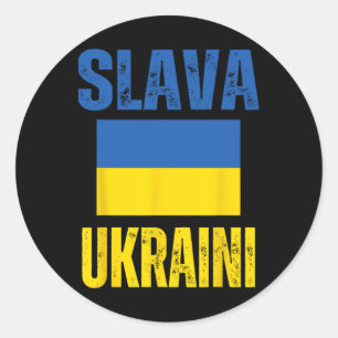 I Stand With Ukraine Support Ukrainian Flag Slava Classic Round Sticker