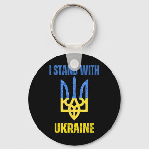 I Stand With Ukraine Support Ukrainian Flag Slava Key Ring