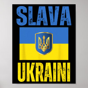 I Stand With Ukraine Support Ukrainian Flag Slava  Poster
