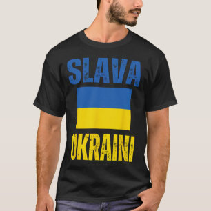 I Stand With Ukraine Support Ukrainian Flag Slava  T-Shirt