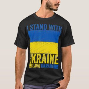 I Stand With Ukraine Support Ukrainian Flag Slava T-Shirt
