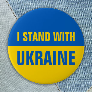 I Stand With Ukraine Support Ukranian Flag 6 Cm Round Badge