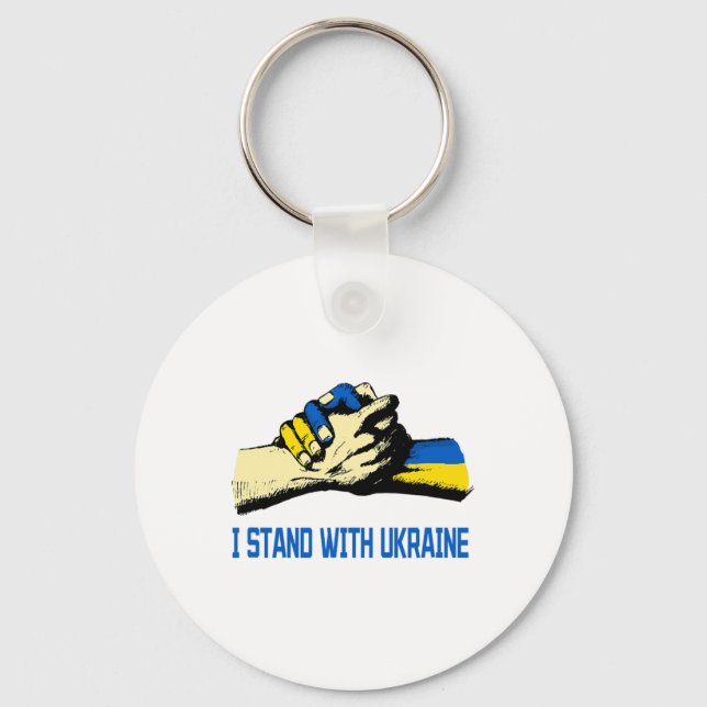I Stand With Ukraine Supporting Hands Peace Ukrain Key Ring (Front)