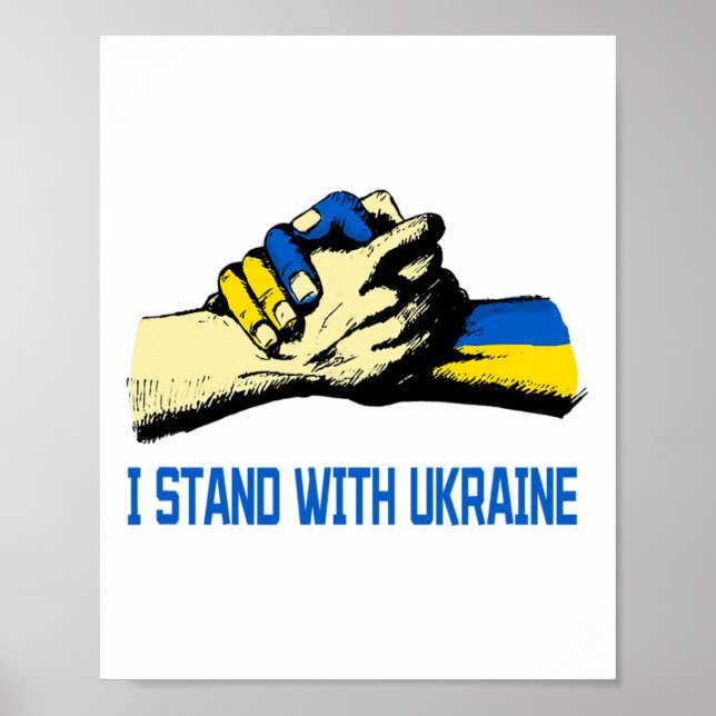 I Stand With Ukraine Supporting Hands Peace Ukrain Poster (Front)