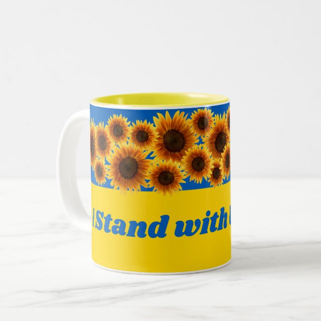 I Stand with Ukraine Two-Tone Coffee Mug (Front Left)