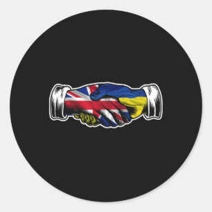 I Stand With Ukraine Uk British Flag Classic Round Sticker
