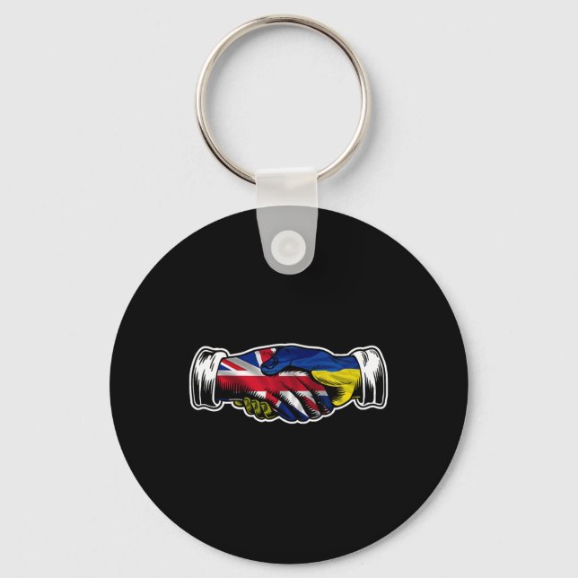 I Stand With Ukraine Uk British Flag  Key Ring (Front)
