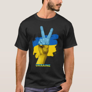 I Stand with Ukraine - Ukraine Flag and Peace Sign T-Shirt