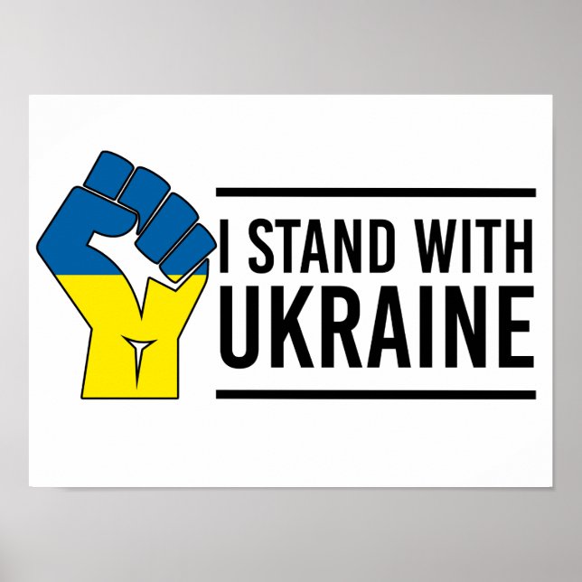 I Stand With Ukraine | Ukraine Flag Hand Fist Poster (Front)