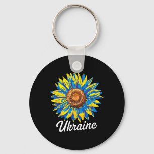 I Stand With Ukraine Ukraine Flag Sunflower Vintag Key Ring