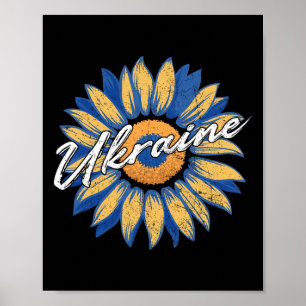 I Stand With Ukraine Ukraine Flag Sunflower Vintag Poster