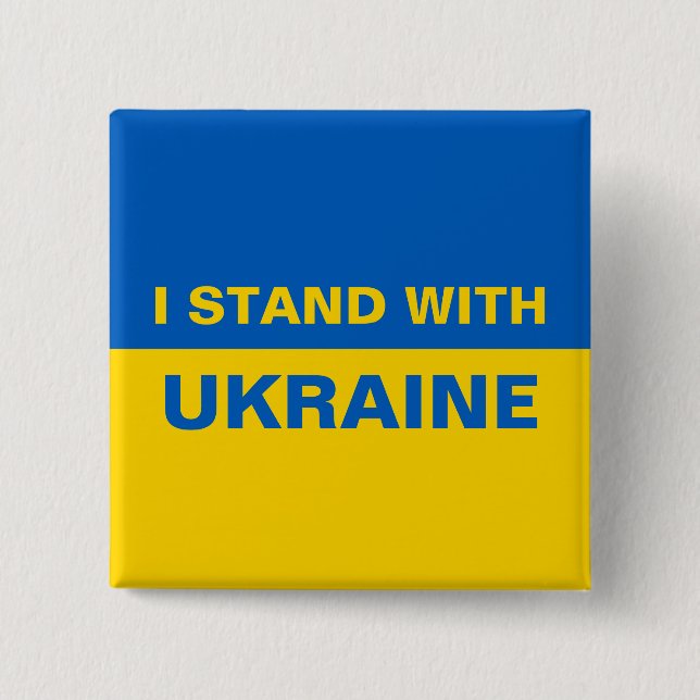 I Stand with Ukraine Ukrainian Flag 15 Cm Square Badge (Front)