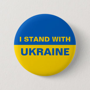 I Stand with Ukraine Ukrainian Flag 6 Cm Round Badge