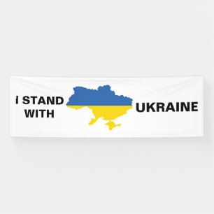 I Stand with Ukraine Ukrainian Flag and Map Banner