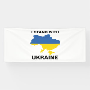 I Stand with Ukraine Ukrainian Flag and Map Banner