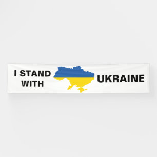 I Stand with Ukraine Ukrainian Flag and Map Banner