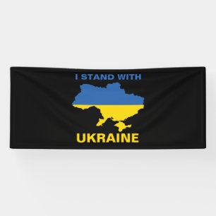 I Stand with Ukraine Ukrainian Flag and Map Banner