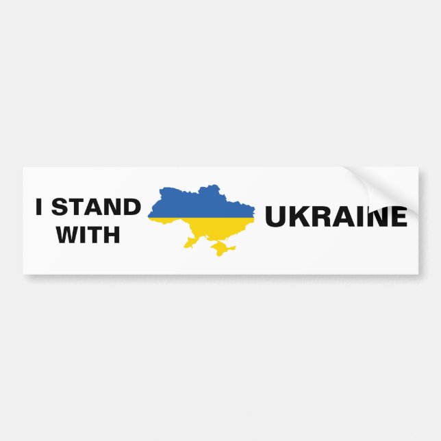 I Stand with Ukraine Ukrainian Flag and Map Bumper Bumper Sticker (Front)