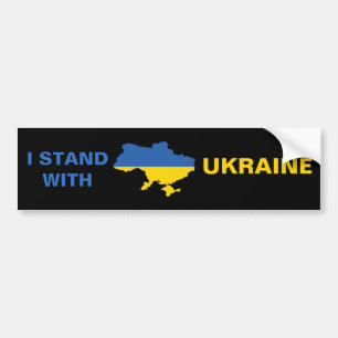 I Stand with Ukraine Ukrainian Flag and Map Bumper Sticker