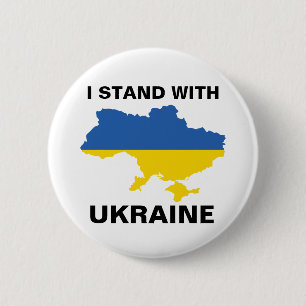 I Stand with Ukraine Ukrainian Flag and Map Button