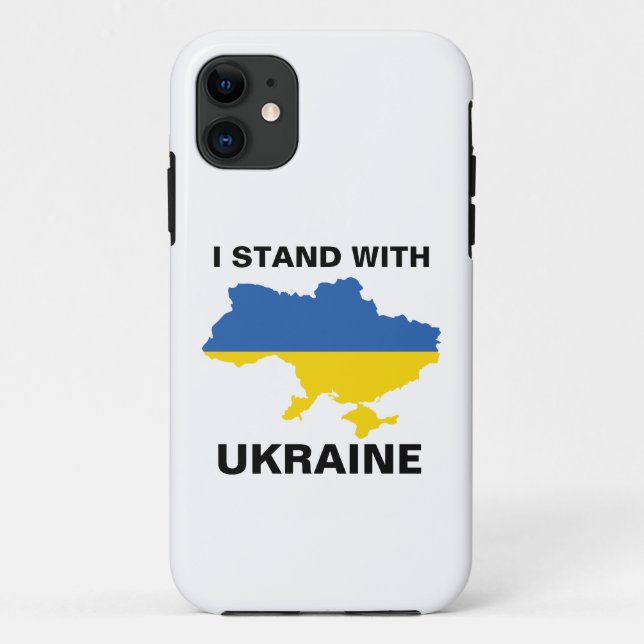 I Stand with Ukraine Ukrainian Flag and Map Case-Mate iPhone Case (Back)