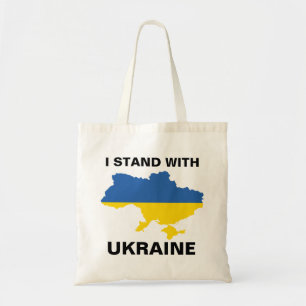 I Stand with Ukraine Ukrainian Flag and Map Tote B Bag