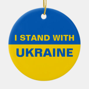 I Stand with Ukraine Ukrainian Flag Ceramic Ornament