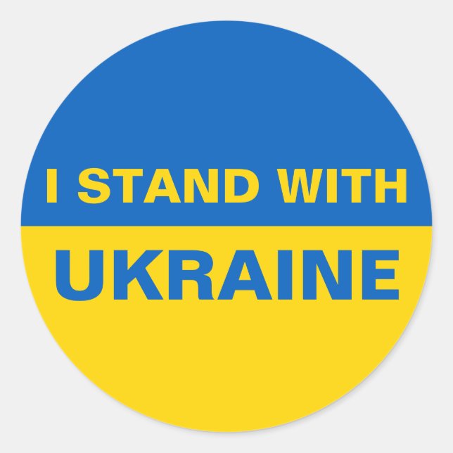 I Stand with Ukraine Ukrainian Flag Classic Round Sticker (Front)