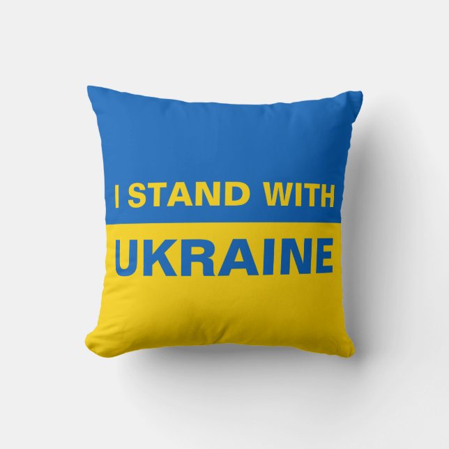 I Stand with Ukraine Ukrainian Flag Cushion (Front)