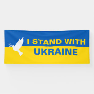 I Stand with Ukraine Ukrainian Flag Dove Peace Banner