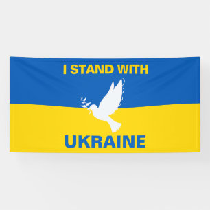I Stand with Ukraine Ukrainian Flag Dove Peace Banner