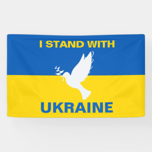 I Stand with Ukraine Ukrainian Flag Dove Peace Banner