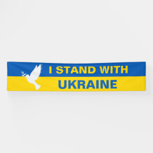 I Stand with Ukraine Ukrainian Flag Dove Peace Banner