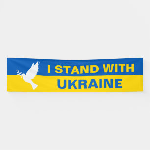 I Stand with Ukraine Ukrainian Flag Dove Peace Banner