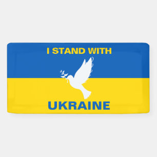 I Stand with Ukraine Ukrainian Flag Dove Peace Banner