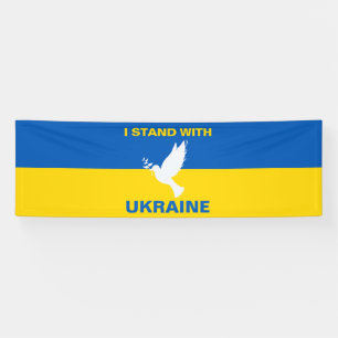 I Stand with Ukraine Ukrainian Flag Dove Peace Banner