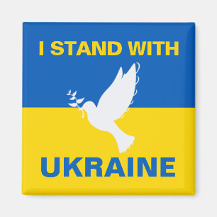 I Stand with Ukraine Ukrainian Flag Dove Peace Magnet