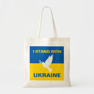 I Stand with Ukraine Ukrainian Flag Dove Peace Tote Bag