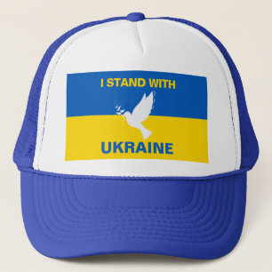 I Stand with Ukraine Ukrainian Flag Dove Peace Trucker Hat