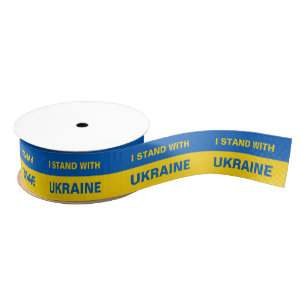 I Stand with Ukraine Ukrainian Flag Grosgrain Ribbon