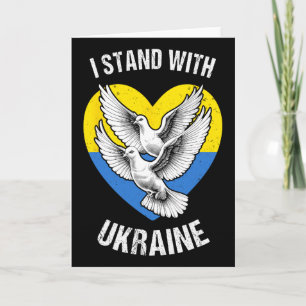 I Stand With Ukraine Ukrainian Flag Heart Doves Pe Card