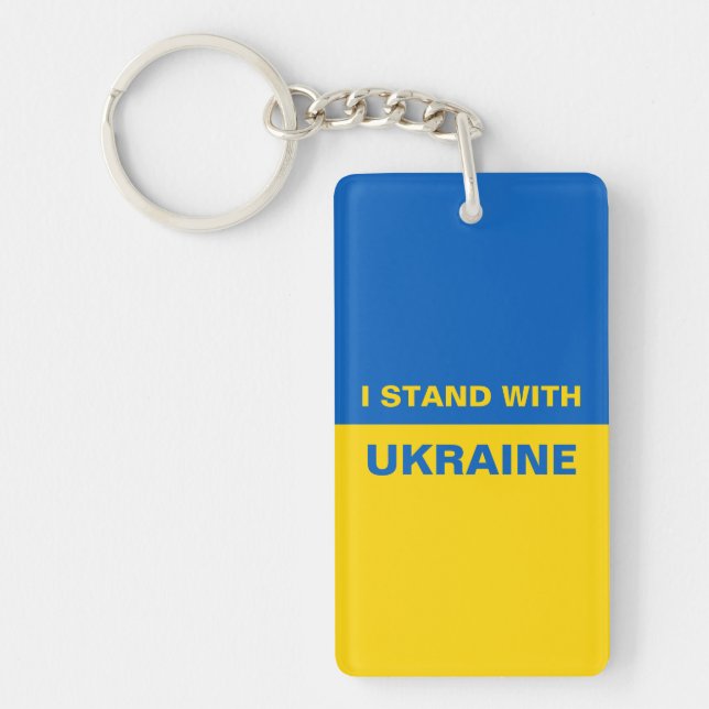 I Stand with Ukraine Ukrainian Flag Key Ring (Front)