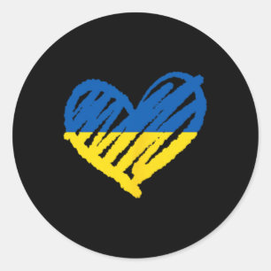 I Stand With Ukraine Ukrainian Flag Peace Heart Classic Round Sticker